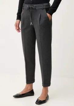 United Colors of Benetton pantaloni culoarea bleumarin, drept, high waist, 4DI4DF00J imagine