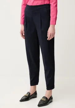 United Colors of Benetton pantaloni culoarea bleumarin, fason tigareta, high waist, 40FADF092 imagine