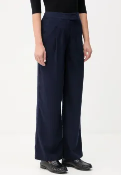 United Colors of Benetton pantaloni culoarea bleumarin, lat, high waist, 4K3ADF09Z imagine
