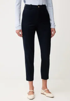 United Colors of Benetton pantaloni culoarea bleumarin, mulata, high waist, 4FRXDF096 imagine