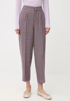 United Colors of Benetton pantaloni culoarea bordo, drept, high waist, 44BWDF0AE imagine