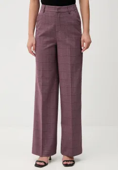United Colors of Benetton pantaloni culoarea bordo, drept, high waist, 4X8MDF07F imagine