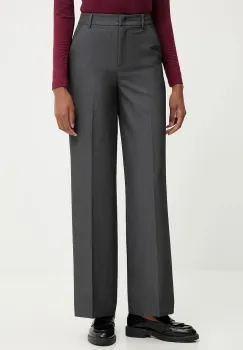 United Colors of Benetton pantaloni culoarea gri, drept, high waist, 4R4CDF08H imagine