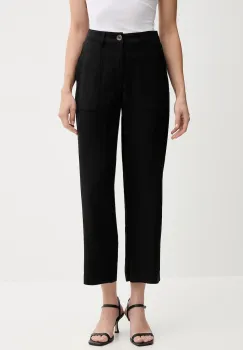 United Colors of Benetton pantaloni culoarea negru, drept, high waist, 4NPHDF09D imagine