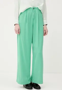 United Colors of Benetton pantaloni culoarea verde, drept, high waist, 4LEDDF09O imagine