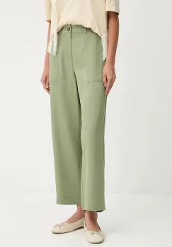 United Colors of Benetton pantaloni culoarea verde, drept, high waist, 4NPHDF09D imagine
