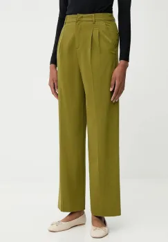 United Colors of Benetton pantaloni culoarea verde, drept, high waist, 4YVXDF09R imagine