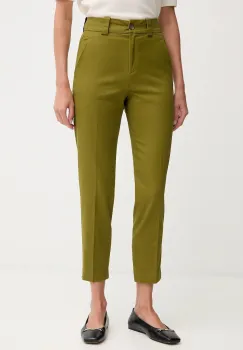 United Colors of Benetton pantaloni culoarea verde, mulata, high waist, 4FRXDF096 imagine