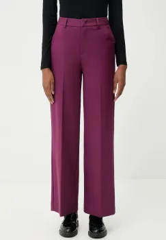 United Colors of Benetton pantaloni culoarea violet, drept, high waist, 4L4HDF07F imagine