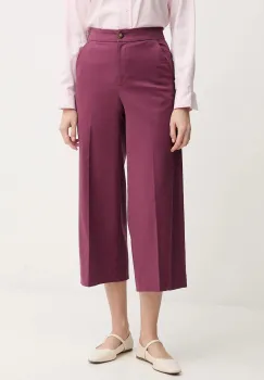 United Colors of Benetton pantaloni culoarea violet, lat, high waist, 4SJCDF09W imagine