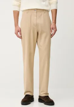 United Colors of Benetton pantaloni de bumbac culoarea maro, drept, 4QHDUF05N imagine