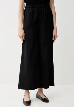 United Colors of Benetton pantaloni de bumbac culoarea negru, drept, high waist, 4AC7DF09A imagine