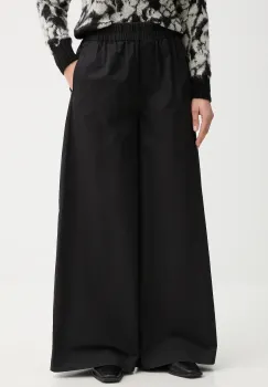 United Colors of Benetton pantaloni de bumbac culoarea negru, lat, high waist, 4PAXDF0A4 imagine