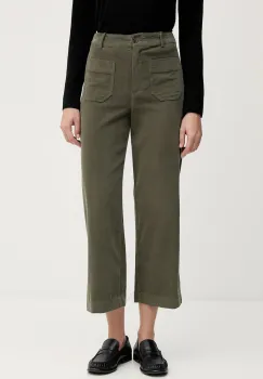 United Colors of Benetton pantaloni de bumbac culoarea verde, drept, high waist, 494BDE02I imagine