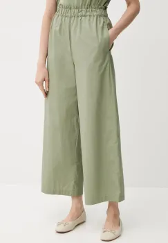 United Colors of Benetton pantaloni de bumbac culoarea verde, drept, high waist, 4AC7DF09A imagine
