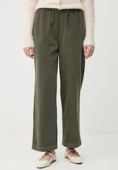 United Colors of Benetton pantaloni de bumbac culoarea verde, lat, high waist, 494BDF0A7 imagine