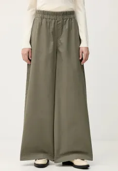 United Colors of Benetton pantaloni de bumbac culoarea verde, lat, high waist, 4PAXDF0A4 imagine