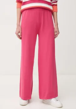 United Colors of Benetton pantaloni de bumbac femei, culoarea roz, lat, high waist, 1294DF00V imagine