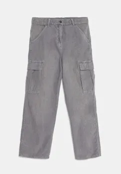 United Colors of Benetton pantaloni de bumbac pentru copii culoarea gri, neted, 480WCF03W imagine