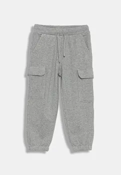 United Colors of Benetton pantaloni de bumbac pentru copii culoarea gri, uni, 3J68GF045 imagine