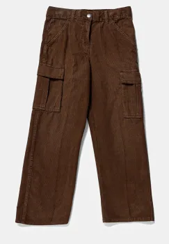 United Colors of Benetton pantaloni de bumbac pentru copii culoarea maro, neted, 480WCF03W imagine