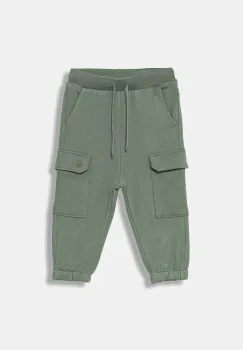 United Colors of Benetton pantaloni de bumbac pentru copii culoarea verde, uni, 3J68GF045 imagine