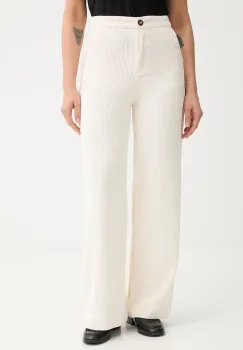 United Colors of Benetton pantaloni de catifea cord culoarea bej, drept, high waist, 4Q5GDF0AI imagine