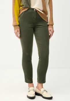 United Colors of Benetton pantaloni de catifea cord culoarea bleumarin, fason tigareta, high waist, 4MIQDF07W imagine