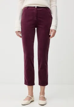 United Colors of Benetton pantaloni de catifea cord culoarea bleumarin, fason tigareta, high waist, 4MIQDF07W imagine