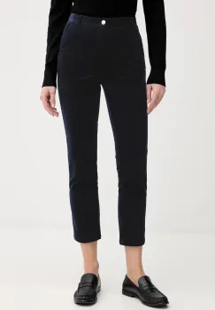 United Colors of Benetton pantaloni de catifea cord culoarea bleumarin, fason tigareta, high waist, 4MIQDF07W imagine