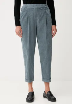 United Colors of Benetton pantaloni de catifea cord culoarea gri, drept, high waist, 4HA2556K4 imagine