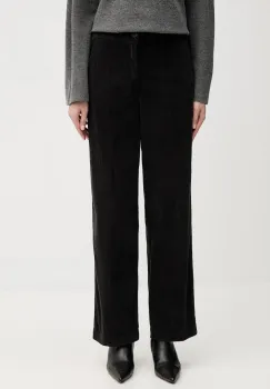 United Colors of Benetton pantaloni de catifea cord culoarea negru, drept, high waist, 4HA2DF07I imagine