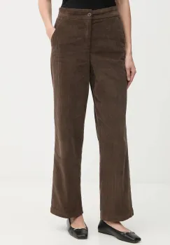 United Colors of Benetton pantaloni de catifea cord culoarea negru, drept, high waist, 4HA2DF07I imagine
