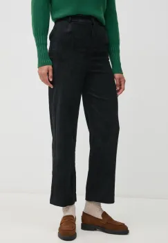 United Colors of Benetton pantaloni de catifea cord culoarea negru, drept, high waist, 4Q5GDF07E imagine