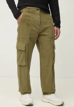 United Colors of Benetton pantaloni de catifea cord culoarea verde, cu fit cargo, 4H1KUF04V imagine