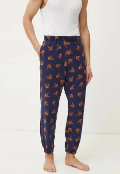 United Colors of Benetton pantaloni de pijama barbati, culoarea bleumarin, cu imprimeu, 3XGC4F00T imagine