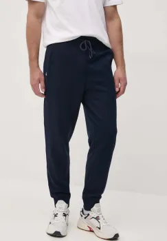 United Colors of Benetton pantaloni de trening din bumbac culoarea albastru marin, neted, 342ZUF01B imagine