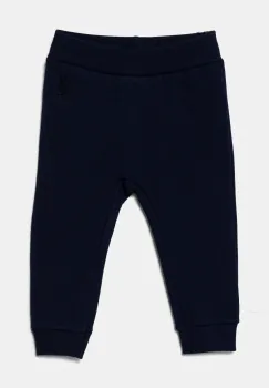 United Colors of Benetton pantaloni de trening din bumbac pentru bebelusi culoarea bleumarin, uni, 3J70AF01R imagine