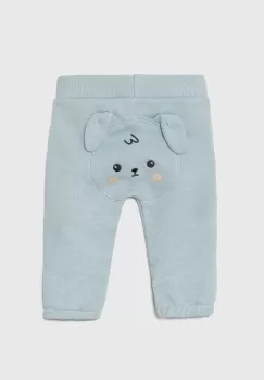 United Colors of Benetton pantaloni de trening din bumbac pentru bebelusi culoarea turcoaz, cu imprimeu, 3J70AF01T imagine