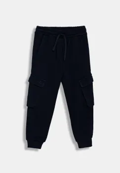 United Colors of Benetton pantaloni de trening din bumbac pentru copii culoarea bleumarin, uni, 3J68CF06I imagine