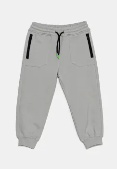 United Colors of Benetton pantaloni de trening din bumbac pentru copii culoarea gri, neted, 3UNIGF04L imagine