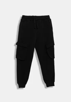 United Colors of Benetton pantaloni de trening din bumbac pentru copii culoarea negru, uni, 3J68CF06I imagine