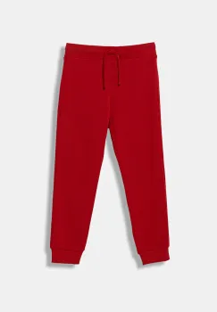 United Colors of Benetton pantaloni de trening din bumbac pentru copii culoarea rosu, uni, 3J68CF01P imagine