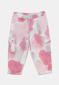 United Colors of Benetton pantaloni de trening din bumbac pentru copii culoarea roz, modelator, 35UJGF04Q imagine