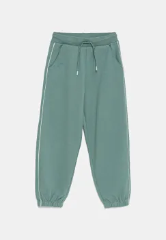 United Colors of Benetton pantaloni de trening din bumbac pentru copii culoarea verde, uni, 3UNICF060 imagine
