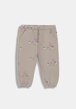 United Colors of Benetton pantaloni de trening pentru copii culoarea maro, cu imprimeu, 3TIKGF05A imagine