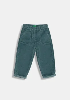 United Colors of Benetton pantaloni din catifea pentru copii culoarea turcoaz, uni, 4IKTGE02W imagine