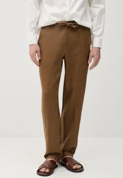 United Colors of Benetton pantaloni din in culoarea albastru marin, mulata imagine