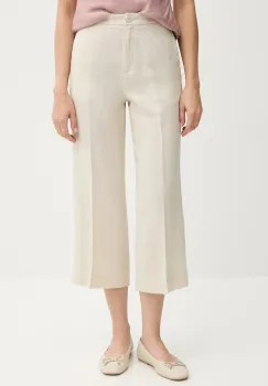 United Colors of Benetton pantaloni din in culoarea bej, drept, high waist, 4AGHDF08M imagine