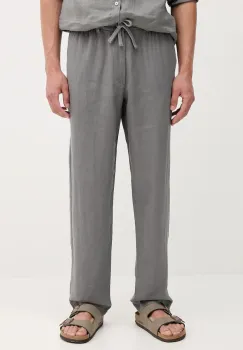 United Colors of Benetton pantaloni din in culoarea bleumarin, mulata, 4AGHUF00M imagine